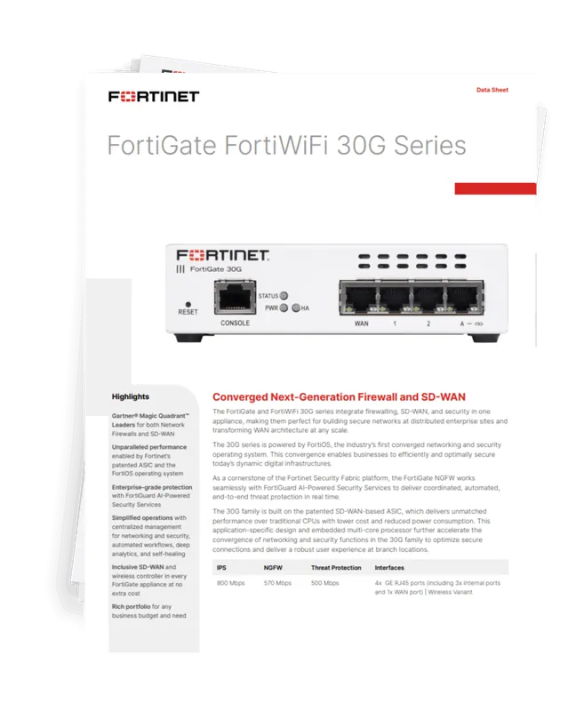 Fortinet FORTIGATE FORTIWIFI 30G SERIES